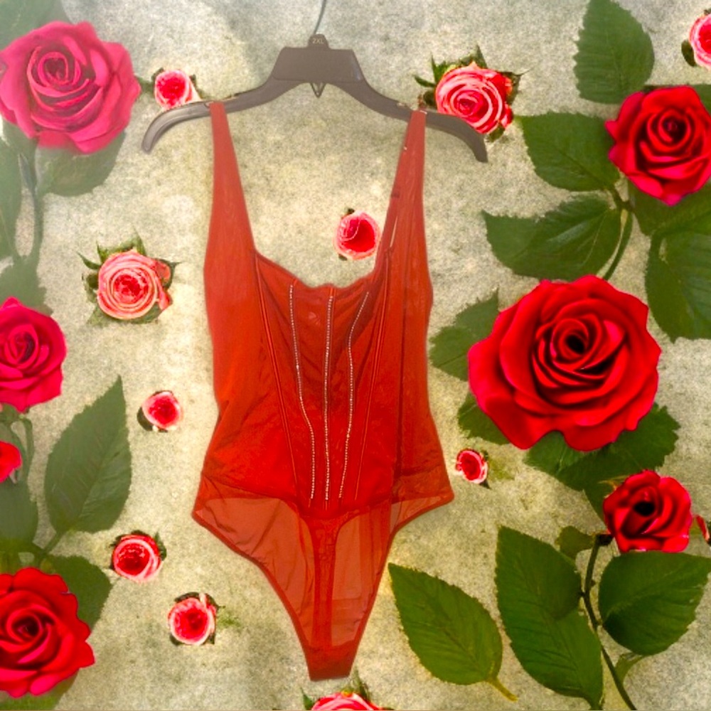 Red Sheer Bodysuit Lingerie